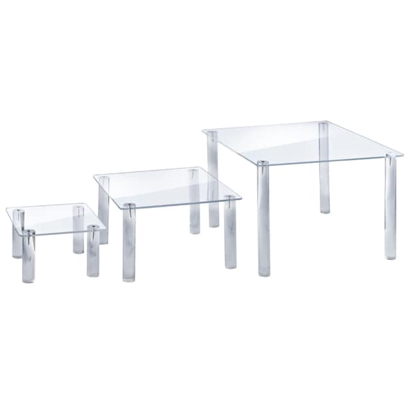 Azar Displays 3-Piece Clear Acrylic Square Riser Set 515306 - main